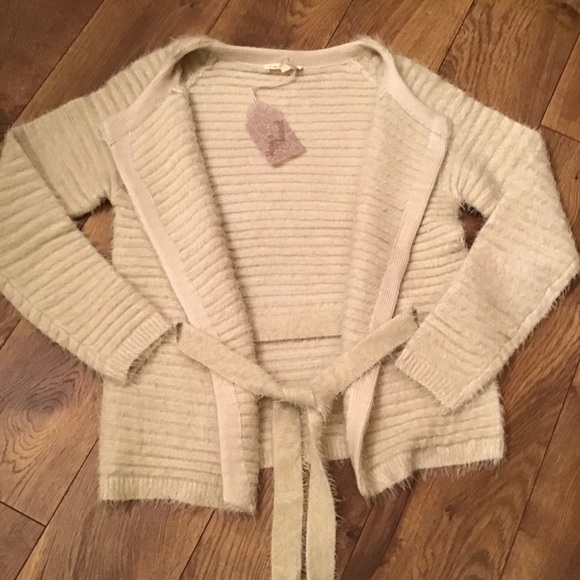 THICK FURRY CARDIGAN WITH WAIST TIE - Picture 3 of 8